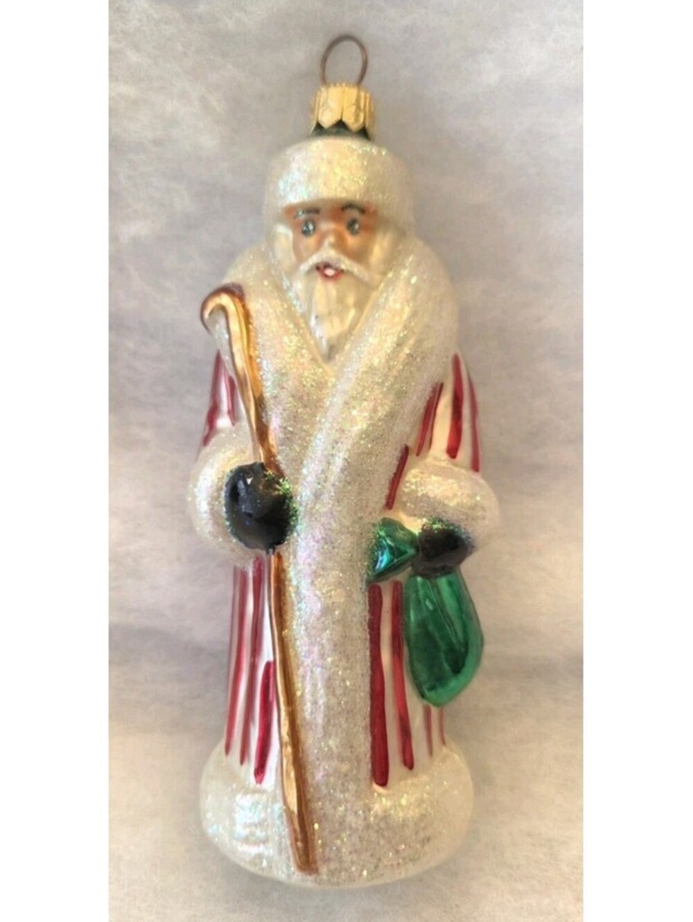 Christopher Radko 1998 PETITE CANDY STRIPE RUSSIAN Santa 5" Glass Ornament